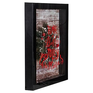 14" Black Framed 3D "Have A Holly Jolly Christmas" LED Christmas Box Decor
