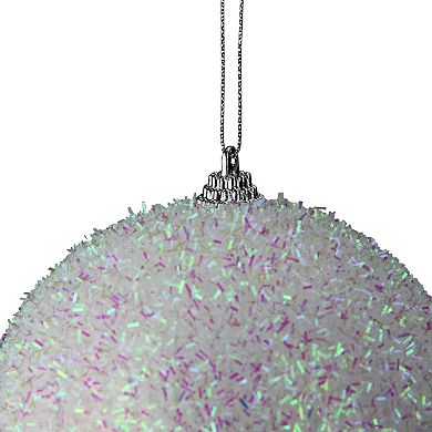 White and Purple Bristled Iridescent Christmas Ball Ornament 4.5" (115mm)
