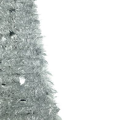 4' Silver Tinsel Pop-Up Artificial Christmas Tree  Unlit