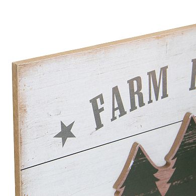 16" White Washed Farm Fresh Christmas Trees Wooden Wall Sign