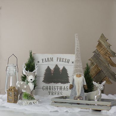 16" White Washed Farm Fresh Christmas Trees Wooden Wall Sign