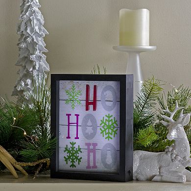 9" LED Lighted "HO  HO  HO" with Snowflakes Christmas Wall Art