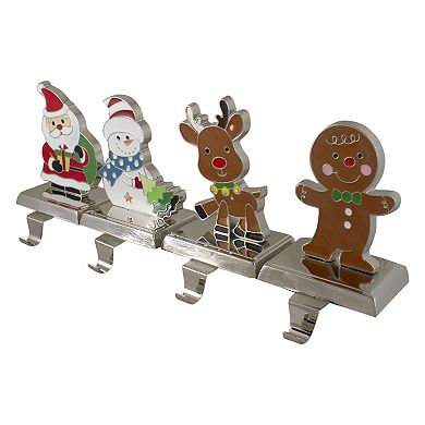 Set of 4 Christmas Figures Stocking Holders with Silver Base