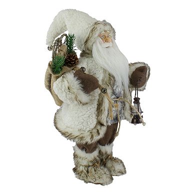 12"Standing Snow Lodge Santa Christmas Figure with a Lantern