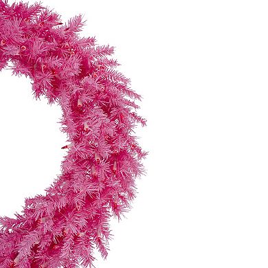 36" Pre-Lit Pink Spruce Artificial Christmas Wreath  Pink Lights