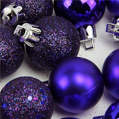 18ct Indigo Purple Shatterproof 4-Finish Christmas Ball Ornaments 1.25" (30mm)