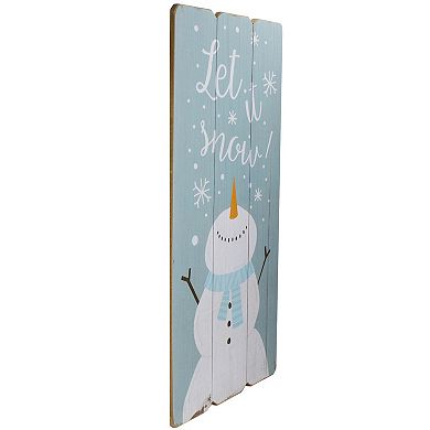 24" Wooden 'Let It Snow' Snowman Hanging Christmas Wall Sign