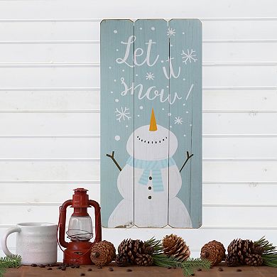 24" Wooden 'Let It Snow' Snowman Hanging Christmas Wall Sign