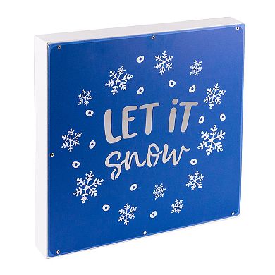 12" Square 'Let it Snow' Woodblock Christmas Sign