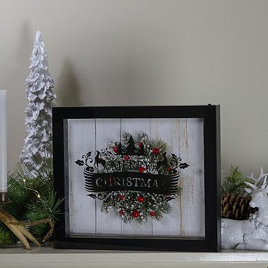 14" Black Framed 3D "Merry Christmas" LED Christmas Box Decor
