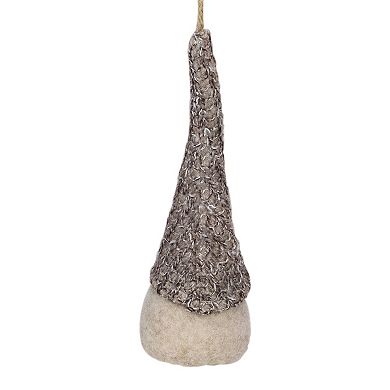 8" Beige and White Hanging Gnome Christmas Ornament