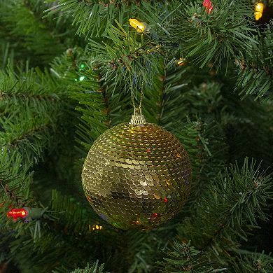 Gold Sequin Shatterproof Ball Christmas Ornament 3"