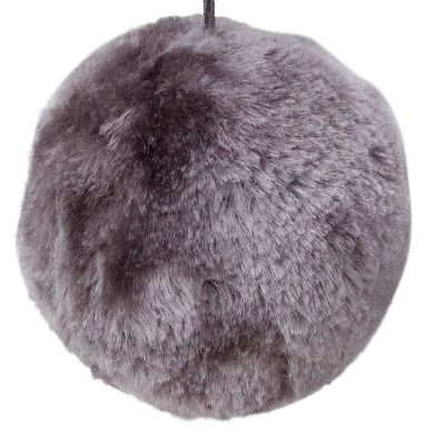 Lilac Gray Fuzzy Fur Hanging Christmas Ball Ornament 3.5" (90mm)