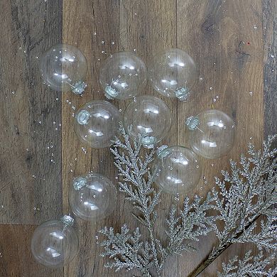 9ct Shiny Clear Glass Christmas Ball Ornaments 2.5" (65mm)