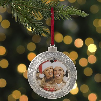3.25" Silver-Plated Photo Frame Christmas Ornament with European Crystals