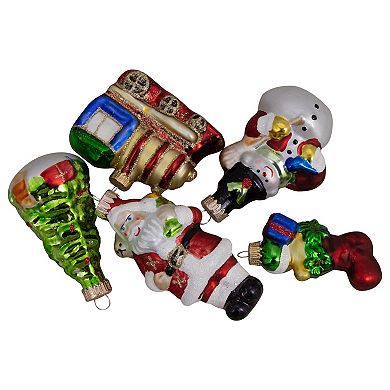 5ct Vibrantly Colored Festive Holiday Christmas Figurine Ornaments 3.5"