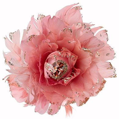 20.75" Pink Feather Peony Artificial Christmas Floral Pick
