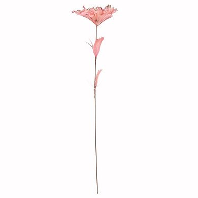 20.75" Pink Feather Peony Artificial Christmas Floral Pick