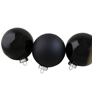 4ct Black 2 Finish Glass Ball Christmas Ornaments 4" (100mm)