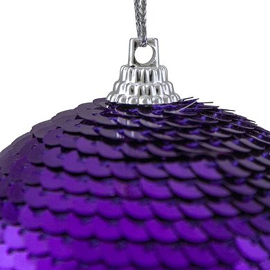 Purple Sequin Shatterproof Ball Christmas Ornament 3"