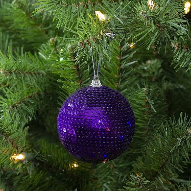 Purple Sequin Shatterproof Ball Christmas Ornament 3"