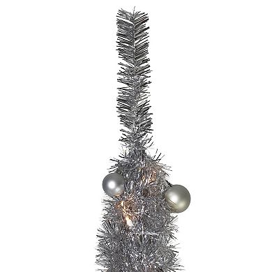 6' Pre-Lit Silver Pre-Decorated Pop-Up Artificial Christmas Tree