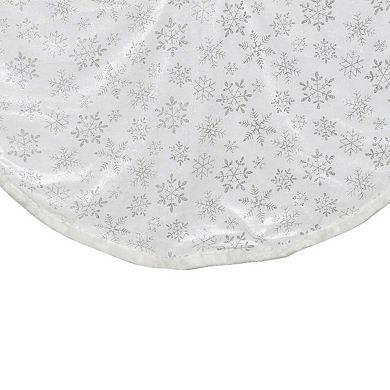 48" Silver and White Snowflakes Christmas Tree Skirt