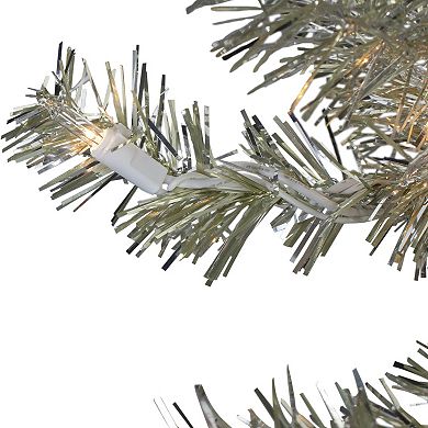 3' Metallic Sheer Champagne Artificial Tinsel Christmas Tree - Clear Lights