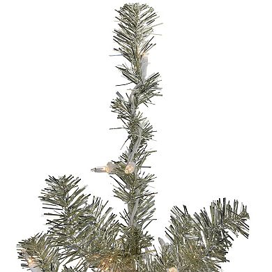 3' Metallic Sheer Champagne Artificial Tinsel Christmas Tree - Clear Lights