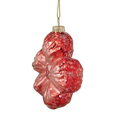 3.5" Pink Iridescent Glass Flower Christmas Ornament