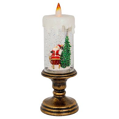 11-Inch LED Lighted Glitter Snow Globe Candle Christmas Figurine