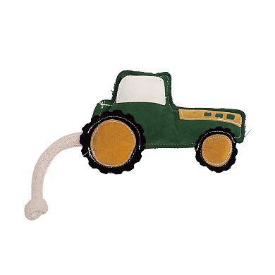 Country Living Green Tractor Dog Toy, Durable Vegan Leather