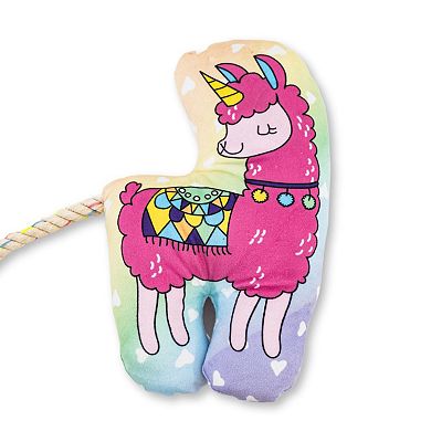 Magical Llama Plush Dog Toy with Crinkle and Squeak Features