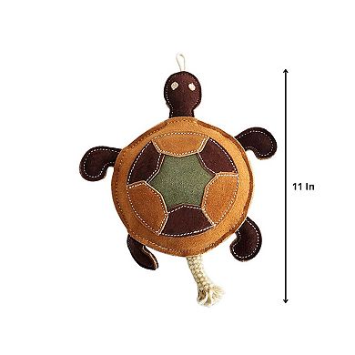 Vegan Leather Patchwork Turtle - Dog Chew Toy