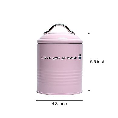 I Love You So Much Dog Treat Canister Gift Set (Pink and Blue)