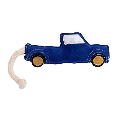 Country Living Blue Pickup Truck Dog Toy, Durable Vegan Leather