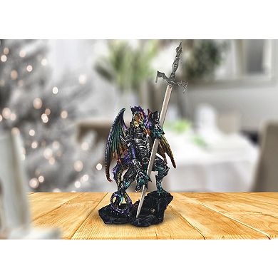 FC Design 5"H Blue and Green Dragon with Armor and Sword Statue Fantasy Decoration Figurine Home Room Decor