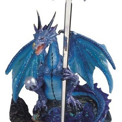 FC Design 8"H Blue Dragon with Sword and Pearl Statue Fantasy Decoration Figurine Home Room Decor