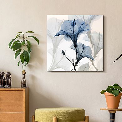 Empire Art Direct Blue X-ray Floral Tempered Frameless Glass Wall Art