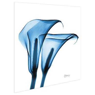Empire Art Direct Indigo Calla Lilies Tempered Frameless Glass Wall Art