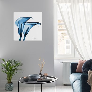 Empire Art Direct Indigo Calla Lilies Tempered Frameless Glass Wall Art