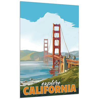 Empire Art Direct "Golden Gate Gaze" Frameless Free-Floating Tempered Glass Panel Graphic Wall Art