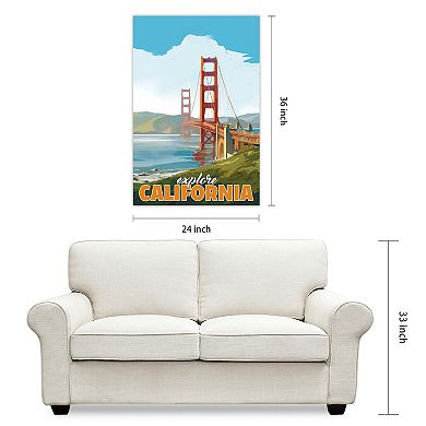 Empire Art Direct "Golden Gate Gaze" Frameless Free-Floating Tempered Glass Panel Graphic Wall Art