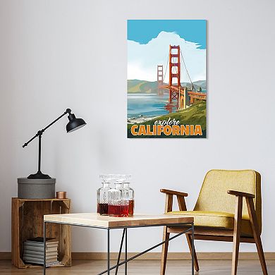 Empire Art Direct "Golden Gate Gaze" Frameless Free-Floating Tempered Glass Panel Graphic Wall Art