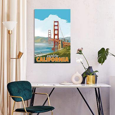 Empire Art Direct "Golden Gate Gaze" Frameless Free-Floating Tempered Glass Panel Graphic Wall Art