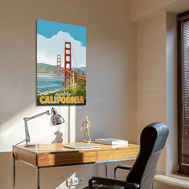 Empire Art Direct "Golden Gate Gaze" Frameless Free-Floating Tempered Glass Panel Graphic Wall Art