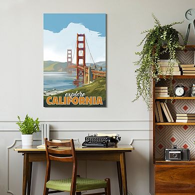 Empire Art Direct "Golden Gate Gaze" Frameless Free-Floating Tempered Glass Panel Graphic Wall Art