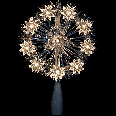 7" Silver Pre-Lit Snowflake Starburst Christmas Tree Topper - Clear Lights