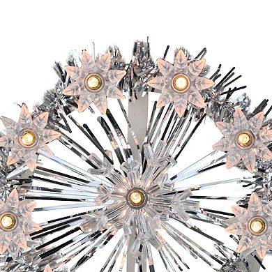 7" Silver Pre-Lit Snowflake Starburst Christmas Tree Topper - Clear Lights