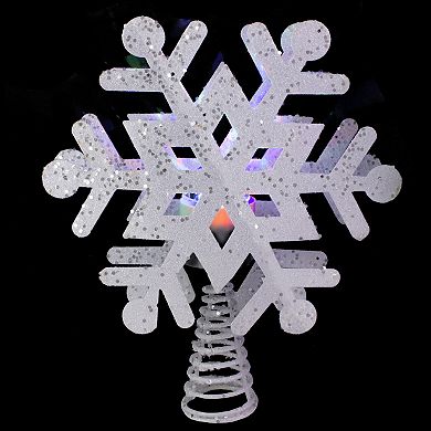 12" Lighted White Snowflake Christmas Tree Topper - Multicolor Lights